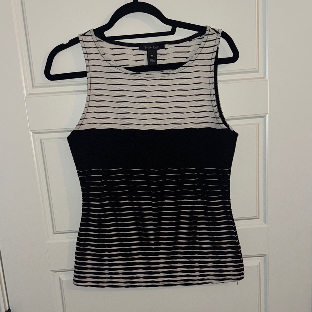 White House Black Market Monochrome Striped Tank Top